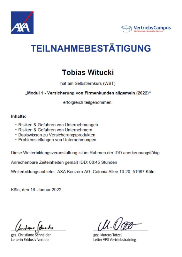Versicherung von Firmenkunden